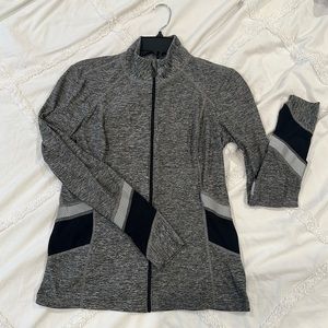 Beyond Yoga, thin jacket with reflective strips